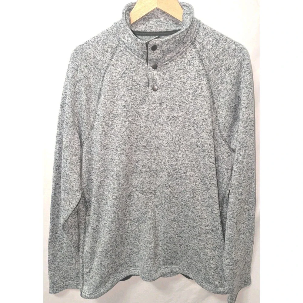 Sonoma Men's Super Soft Sweater Fleece XL Gray Long Sleeve Pockets Stretch